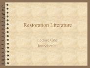 Restoration Literature