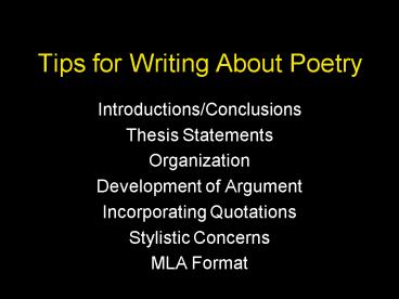 Tips for Writing About Poetry