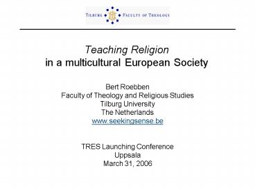 Teaching Religion in a multicultural European Society