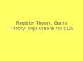 Register Theory, Genre Theory: Implications for CDA PowerPoint PPT Presentation