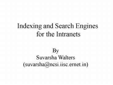 Indexing and Search Engines