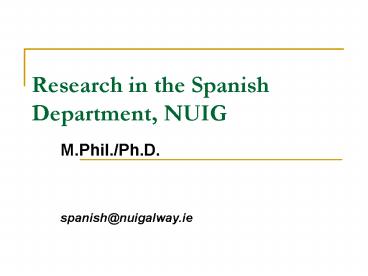 Research in the Spanish Department, NUIG