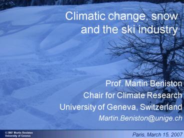 Prof. Martin Beniston