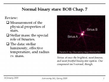 Normal binary stars: BOB Chap. 7