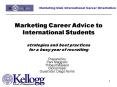 Marketing Career Advice to International Students strategies and best practices for a busy year of r PowerPoint PPT Presentation