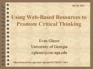 Using WebBased Resources to Promote Critical Thinking