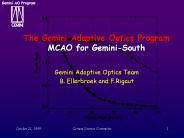 The Gemini Adaptive Optics Program MCAO for Gemini-South