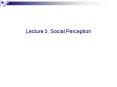 Lecture 3. Social Perception PowerPoint PPT Presentation