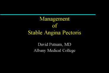 Management of Stable Angina Pectoris