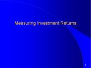 Measuring Investment Returns
