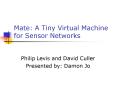Mate: A Tiny Virtual Machine for Sensor Networks PowerPoint PPT Presentation
