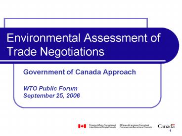 Environmental Assessment of Trade Negotiations