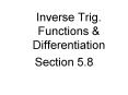 Inverse Trig. Functions PowerPoint PPT Presentation