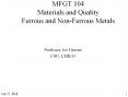 MFGT 104 Materials and Quality Ferrous and NonFerrous Metals PowerPoint PPT Presentation
