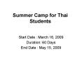 Summer Camp for Thai Students PowerPoint PPT Presentation