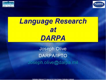 Language Research at DARPA