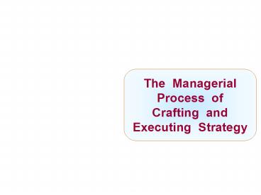 The Managerial Process of Crafting and Executing Strategy