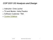 COP 3331 OO Analysis and Design