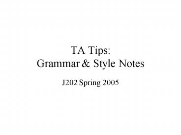 TA Tips: Grammar