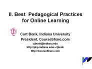 II. Best Pedagogical Practices for Online Learning