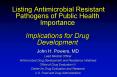 Listing Antimicrobial Resistant Pathogens of Public Health Importance Implications for Drug Developm PowerPoint PPT Presentation