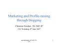 Marketing and Profileraising through blogging PowerPoint PPT Presentation