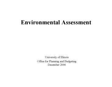 Environmental Assessment
