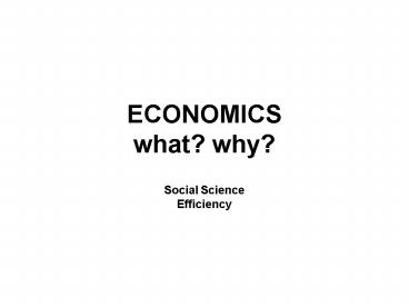 ECONOMICS what why