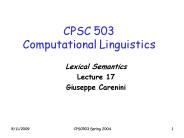 CPSC 503 Computational Linguistics