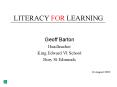 LITERACY FOR LEARNING PowerPoint PPT Presentation