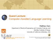 Guest Lecture: Computer-Assisted Language Learning