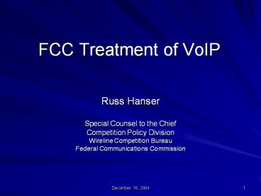 Vonage Declaratory Ruling ... Vonage appealed in federa