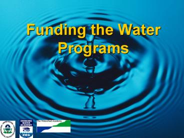 Funding the Water Programs
