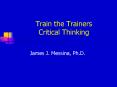 Train the Trainers Critical Thinking PowerPoint PPT Presentation