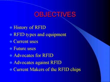 OBJECTIVES