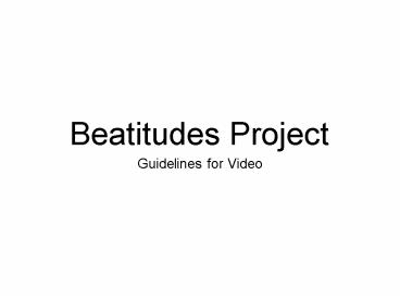 Beatitudes Project