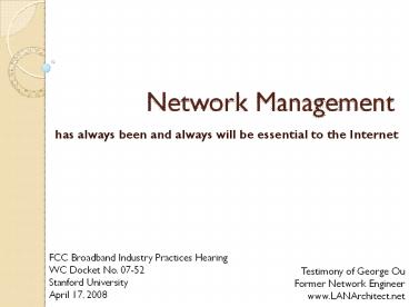 PPT – Network Management PowerPoint presentation | free to download ...
