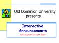 Old Dominion University presents PowerPoint PPT Presentation