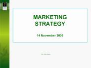 MARKETING STRATEGY 14 November 2006