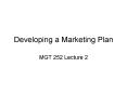 Developing a Marketing Plan PowerPoint PPT Presentation