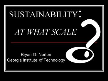 SUSTAINABILITY: AT WHAT SCALE