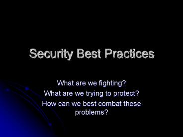 Security Best Practices