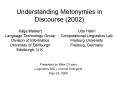 Understanding Metonymies in Discourse (2002) PowerPoint PPT Presentation