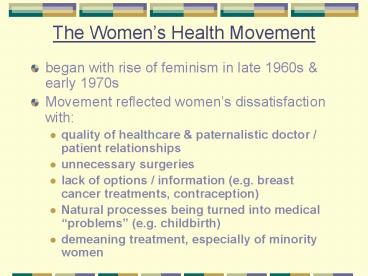 The Womens Health Movement