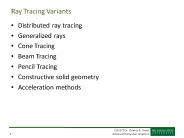 Ray Tracing Variants