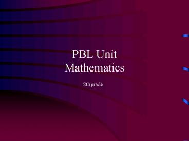 PBL Unit Mathematics