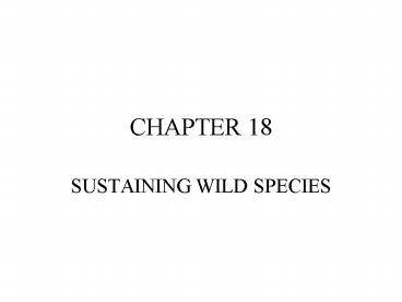 SUSTAINING WILD SPECIES