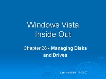 Windows Vista Inside Out