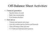 OffBalance Sheet Activities