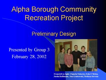 Alpha Borough Community Recreation Project Preliminary Design